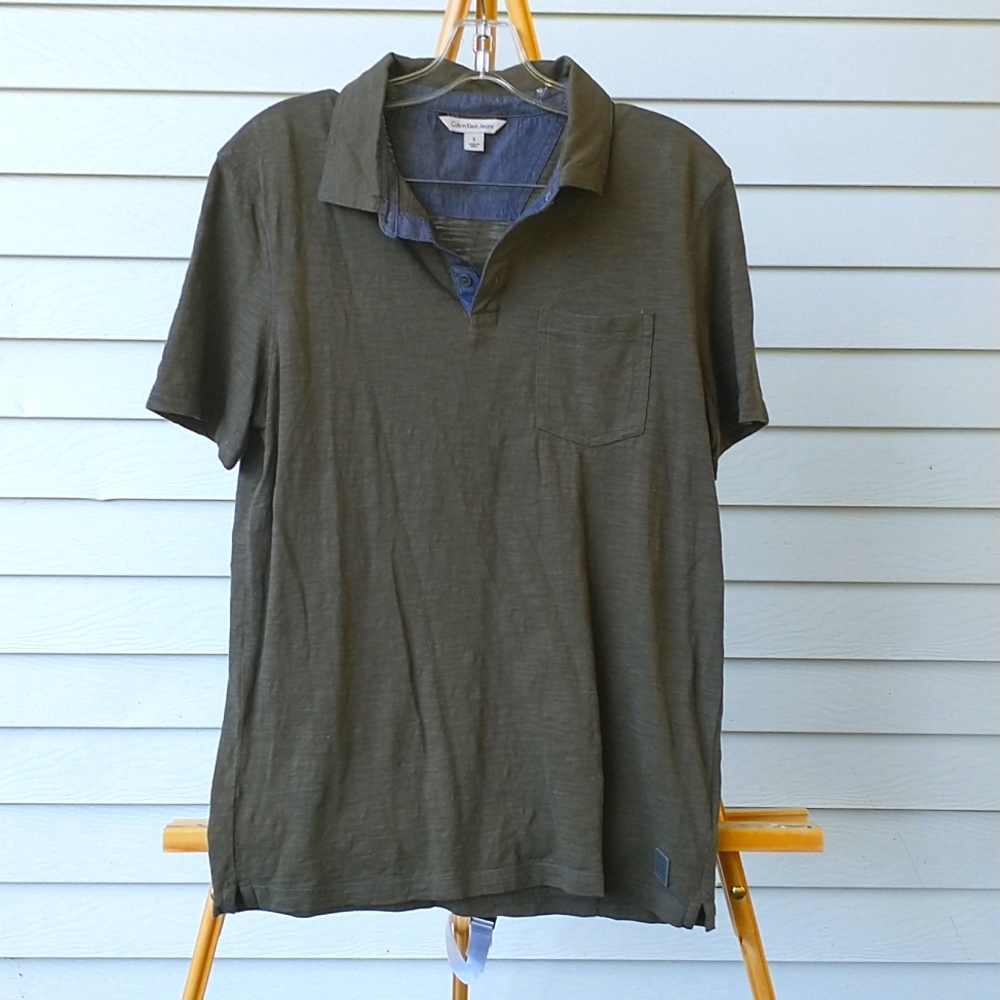 Calvin Klein Olive Green Polo Shirt Size Small